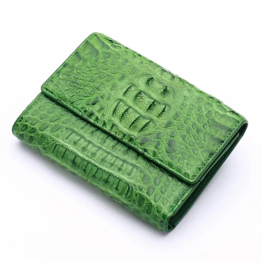 Green Crocodile Hornback Skin Womens Wallets