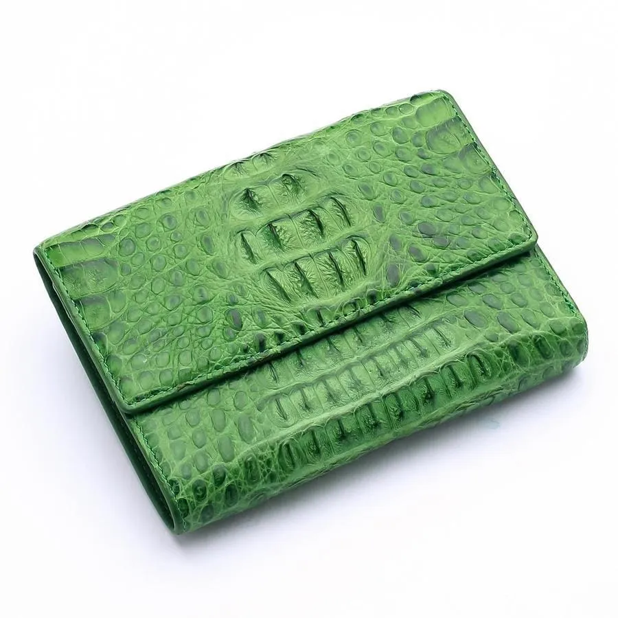 Green Crocodile Hornback Skin Womens Wallets