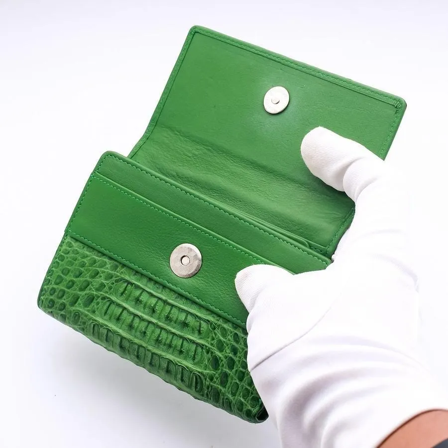 Green Crocodile Hornback Skin Womens Wallets