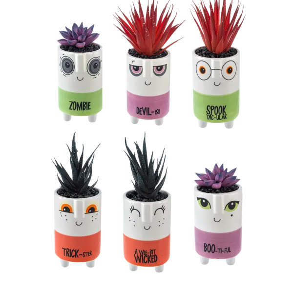 Halloween Spooky Plant Head Figurines In Assorted Styles