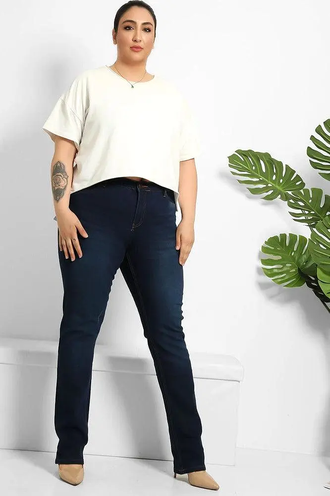 High Waist Blue Navy Jeans