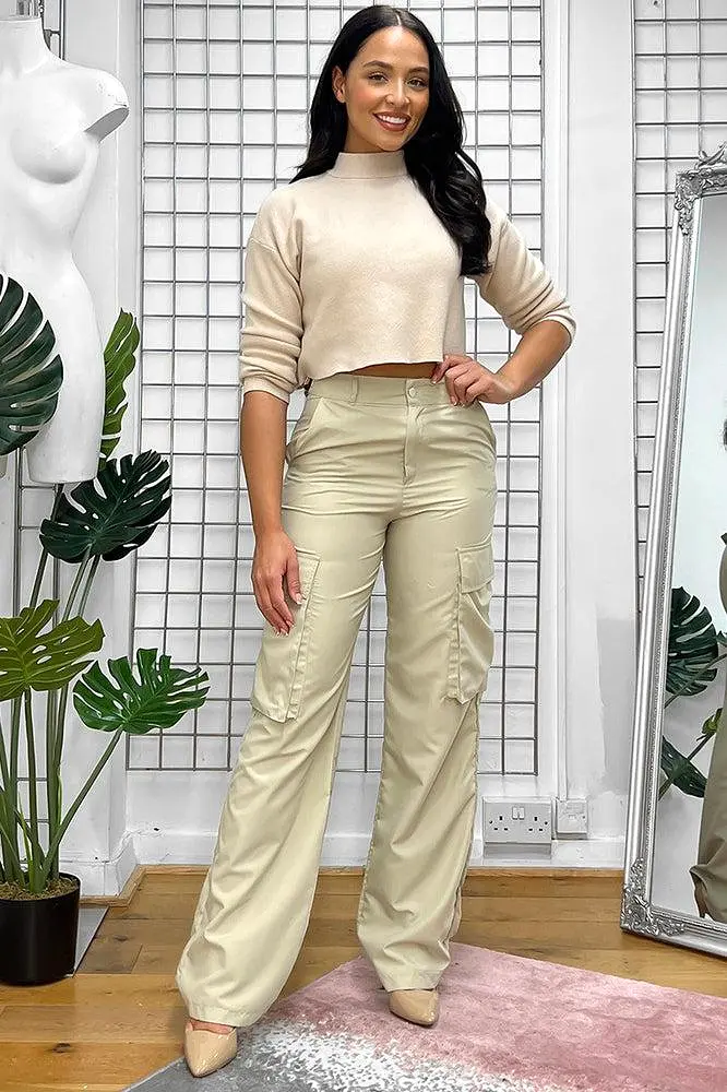 High Waist Shell Cargo Trousers