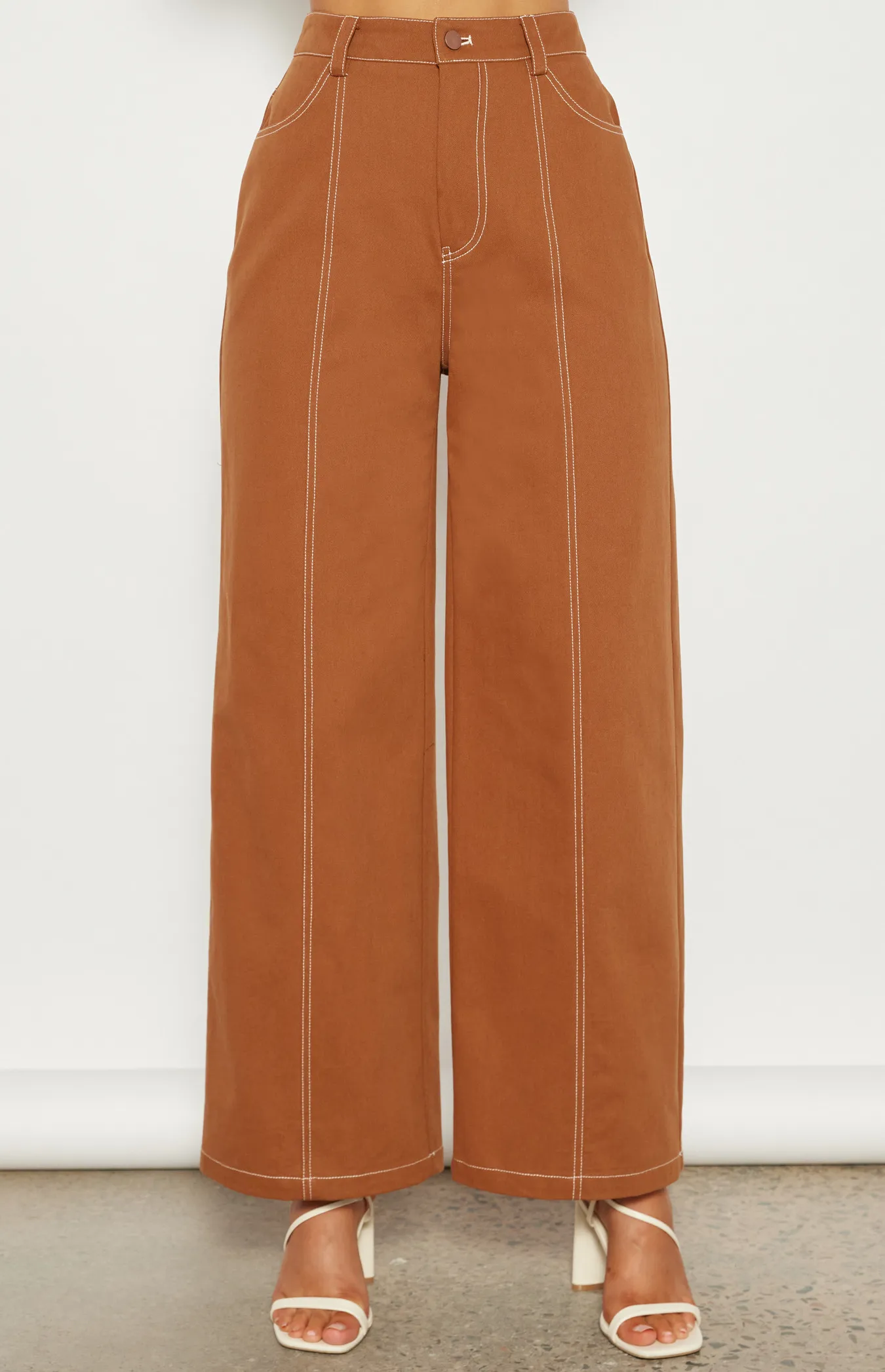 High Waisted Cotton Jeans with Front Seam Detail (WPA271B)