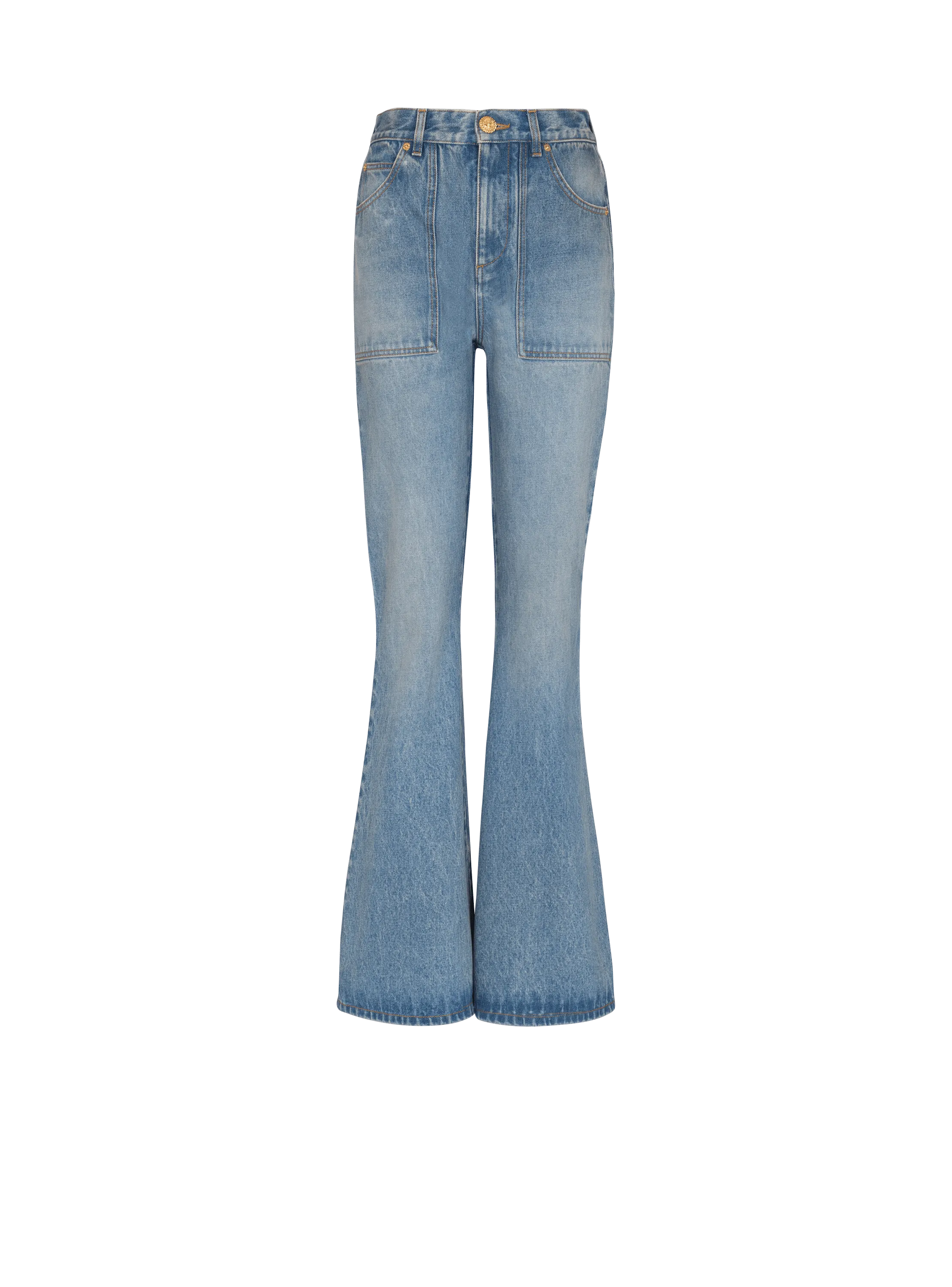 High-waisted flared denim jeans