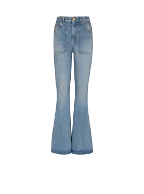 High-waisted flared denim jeans