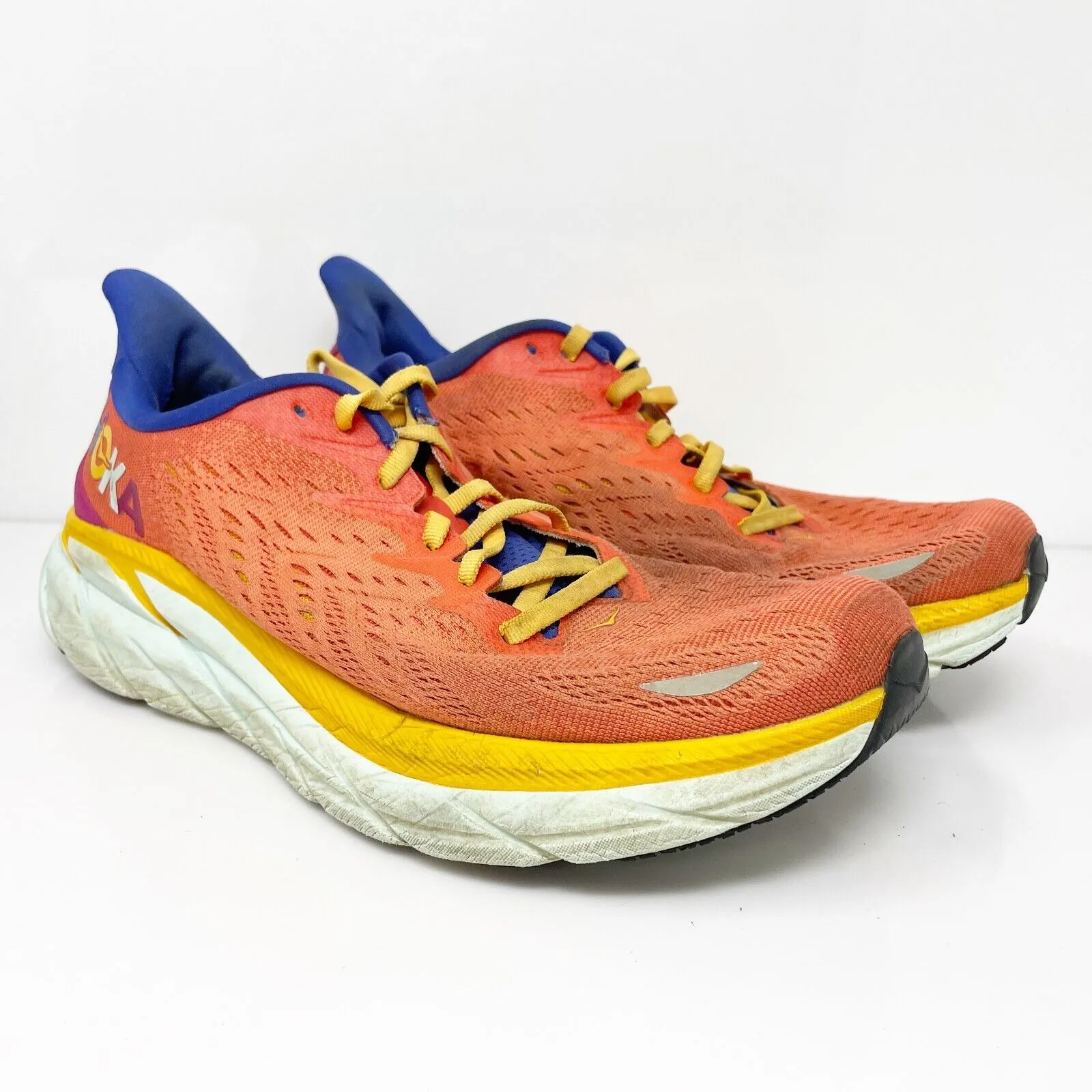 Hoka One One Womens Clifton 8 1119394 FBLN Orange Running Shoes Sneakers Sz 10 B