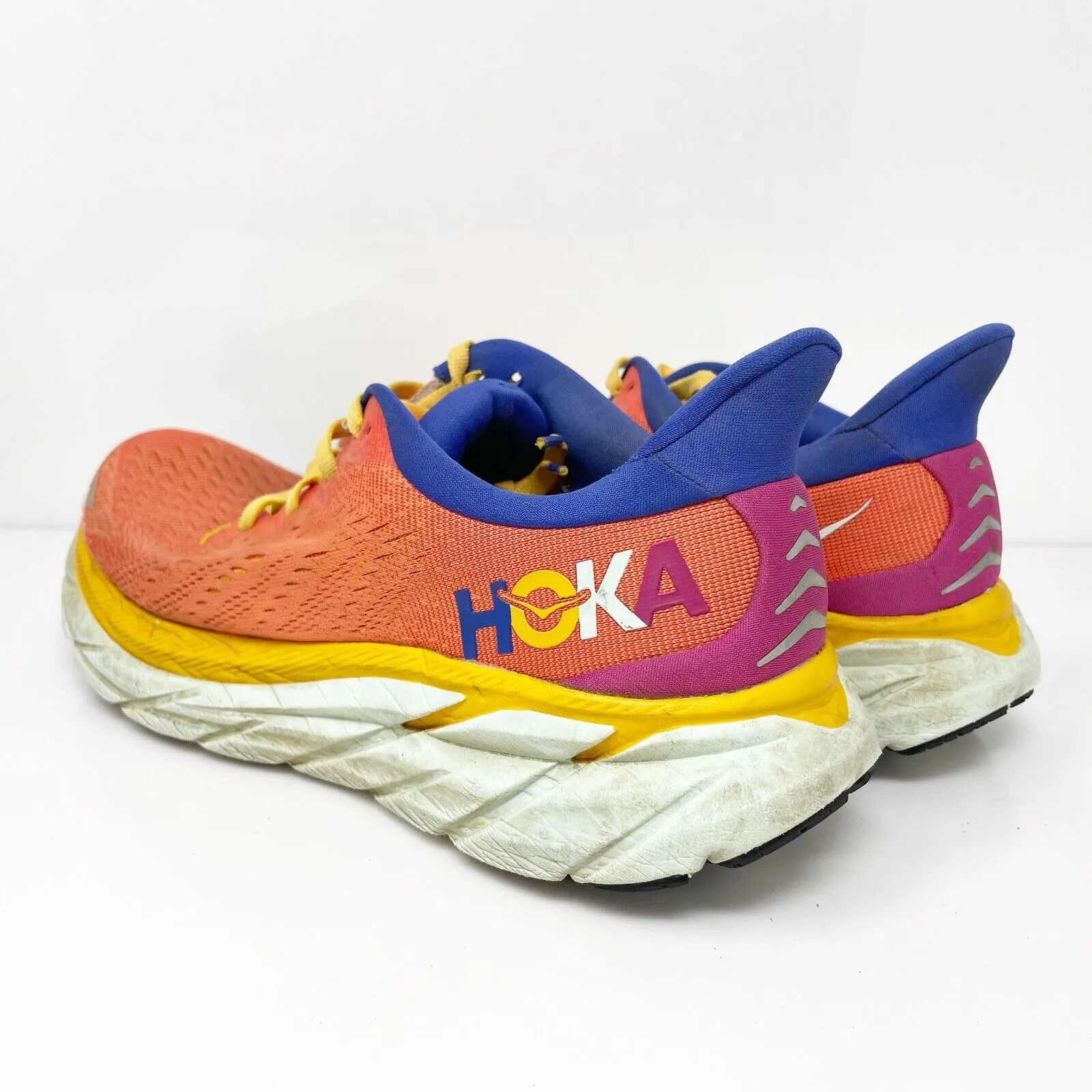 Hoka One One Womens Clifton 8 1119394 FBLN Orange Running Shoes Sneakers Sz 10 B