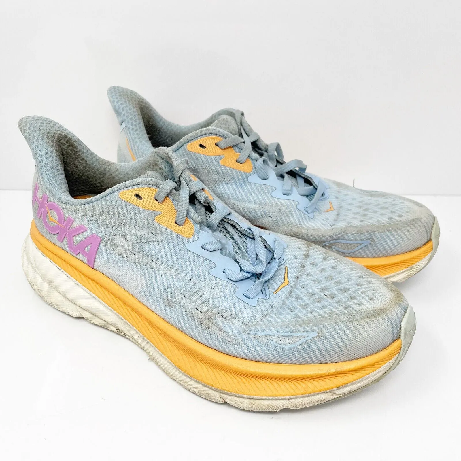 Hoka One One Womens Clifton 9 1127896 ABIW Blue Running Shoes Sneakers Sz 8.5 B