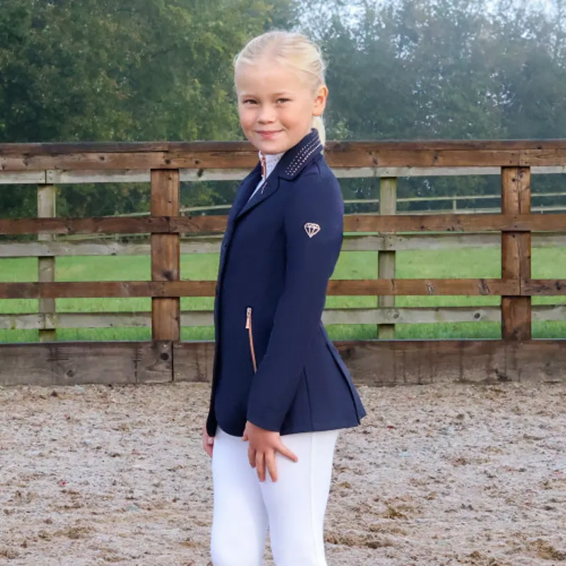 Hy Equestrian Roka Royal Show Jacket Kids in Navy/Rose Gold