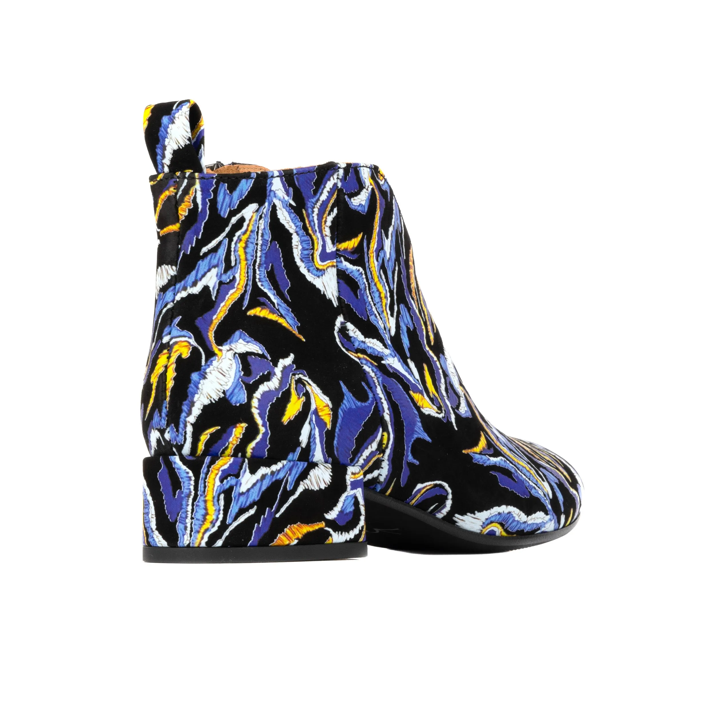 IRIS BLUE MULTI - Women's almond toe leather ankle boot with side zip in blue