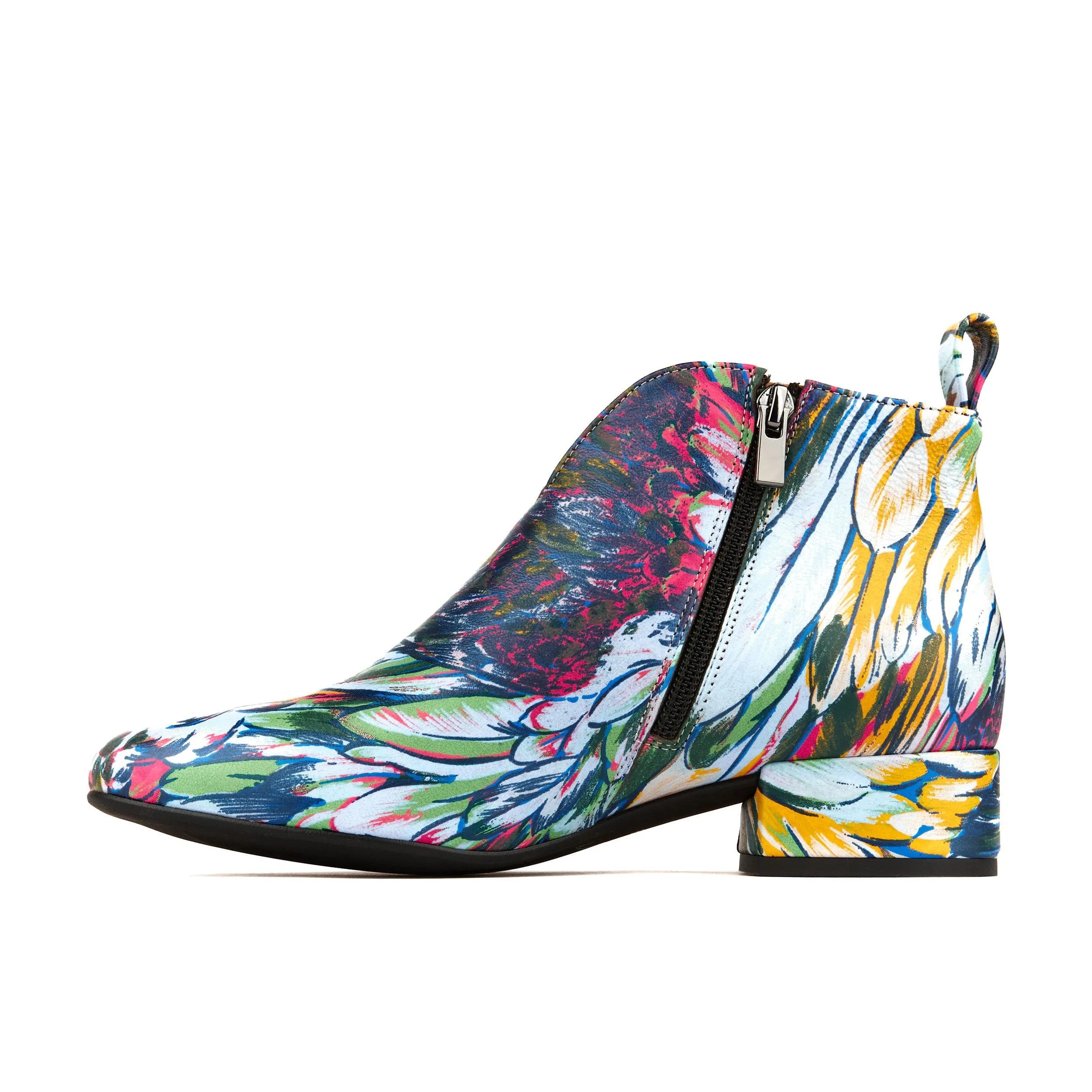 IRIS DARK FLAMINGO - Women's leather side zip ankle boot with soft insoles