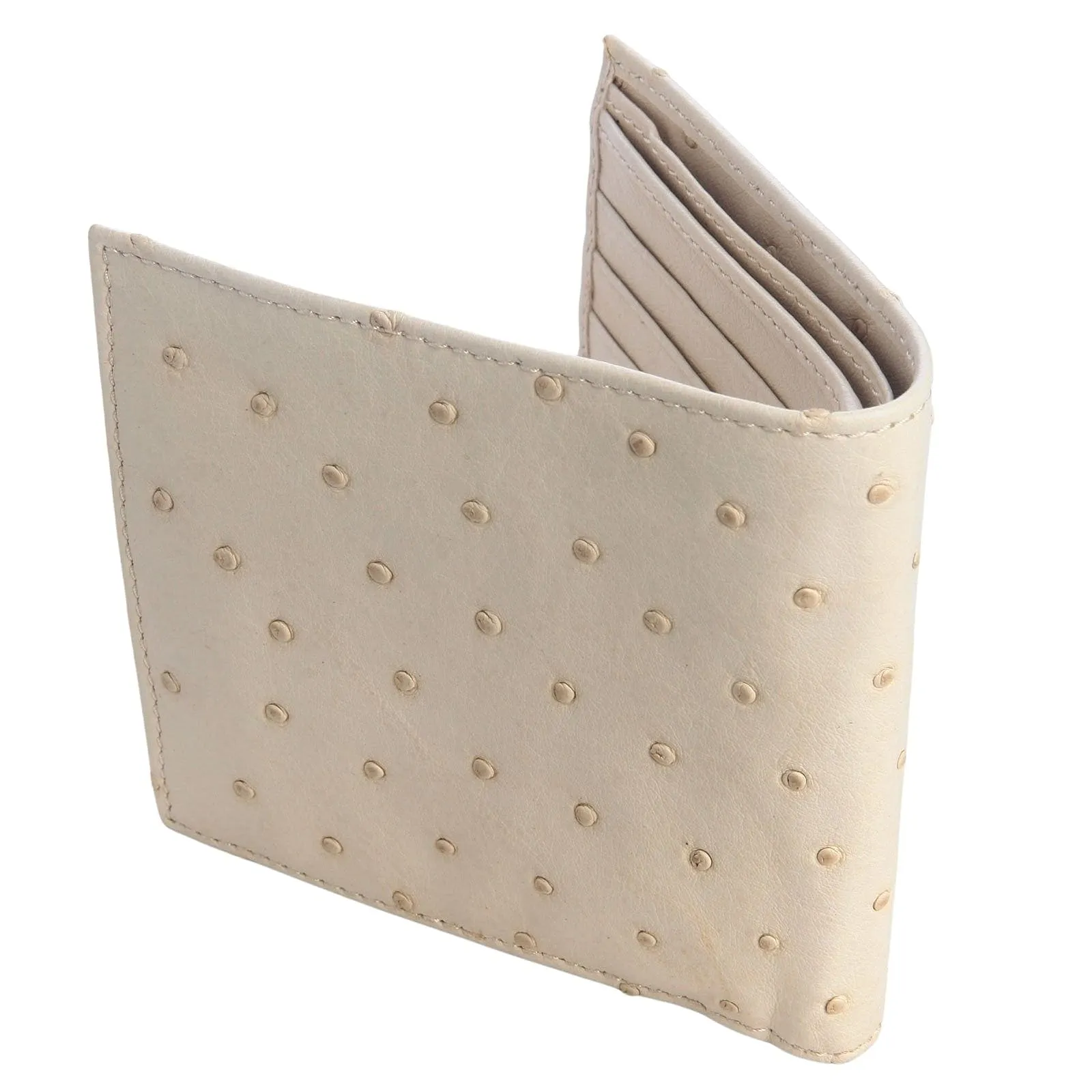 Ivory White Genuine Ostrich Skin Leather Wallet