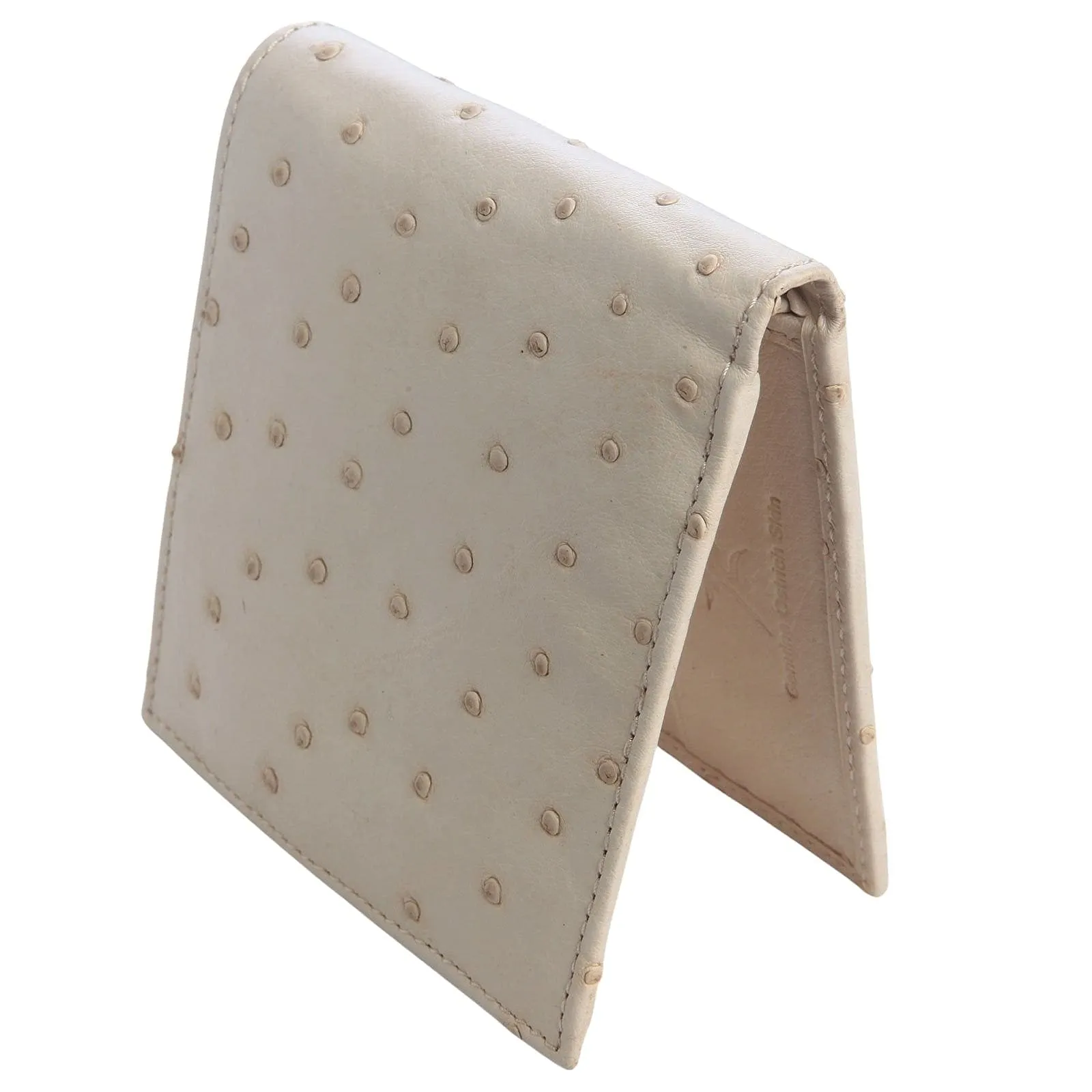 Ivory White Genuine Ostrich Skin Leather Wallet