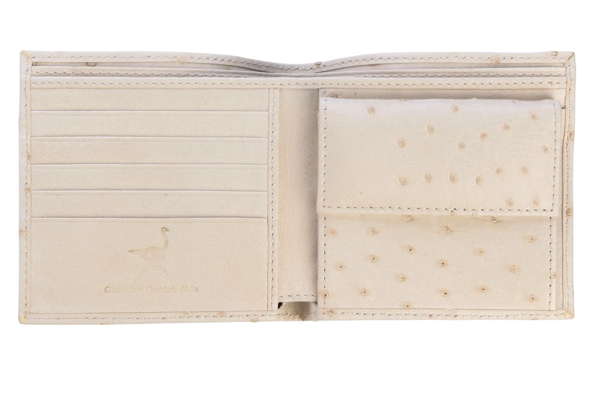 Ivory White Genuine Ostrich Skin Leather Wallet