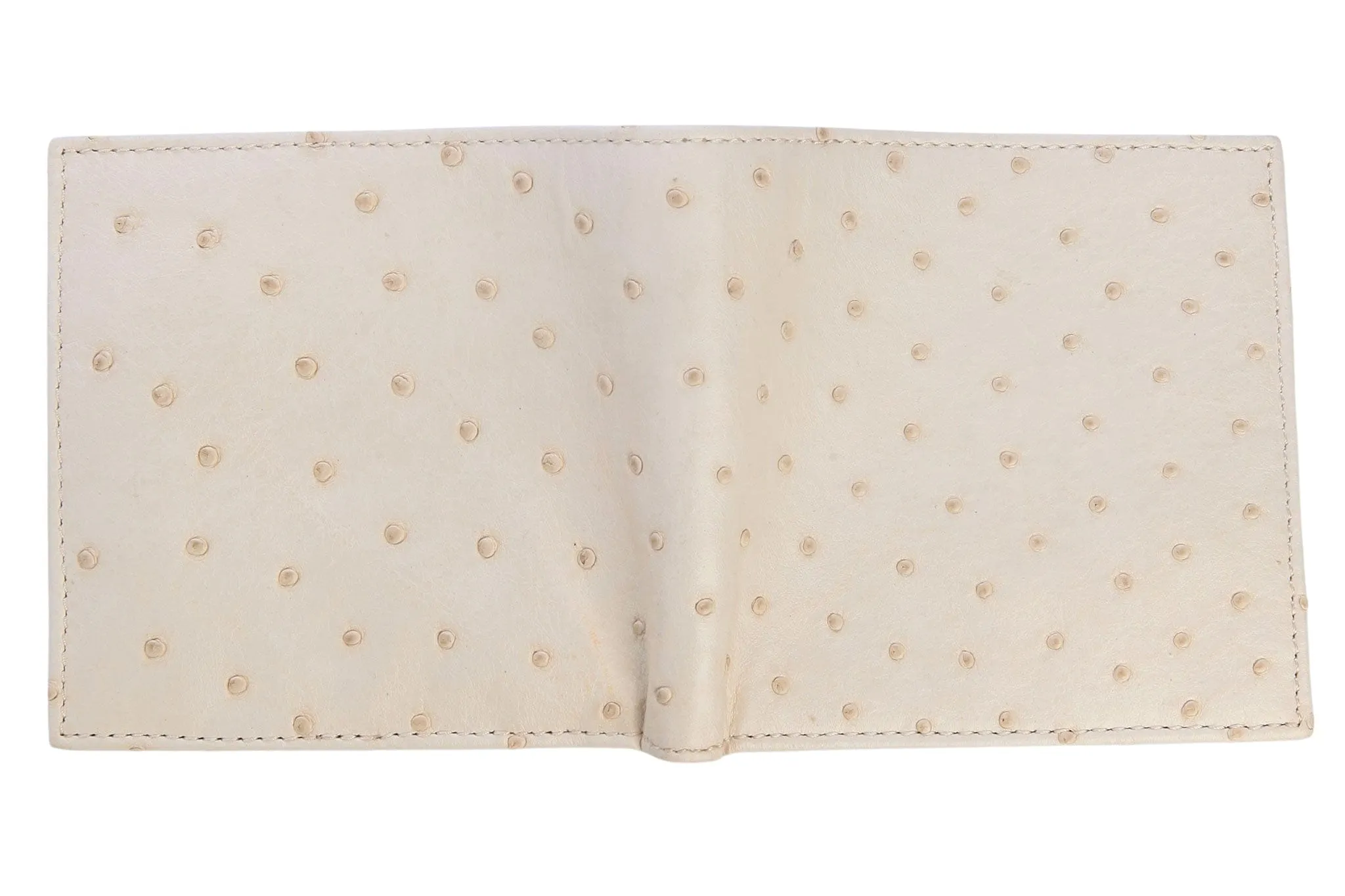 Ivory White Genuine Ostrich Skin Leather Wallet