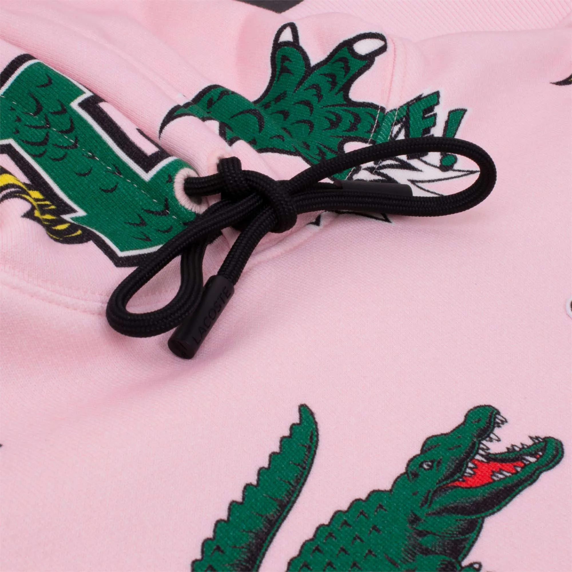 Ladies Lacoste Print Hoodie Flamingo