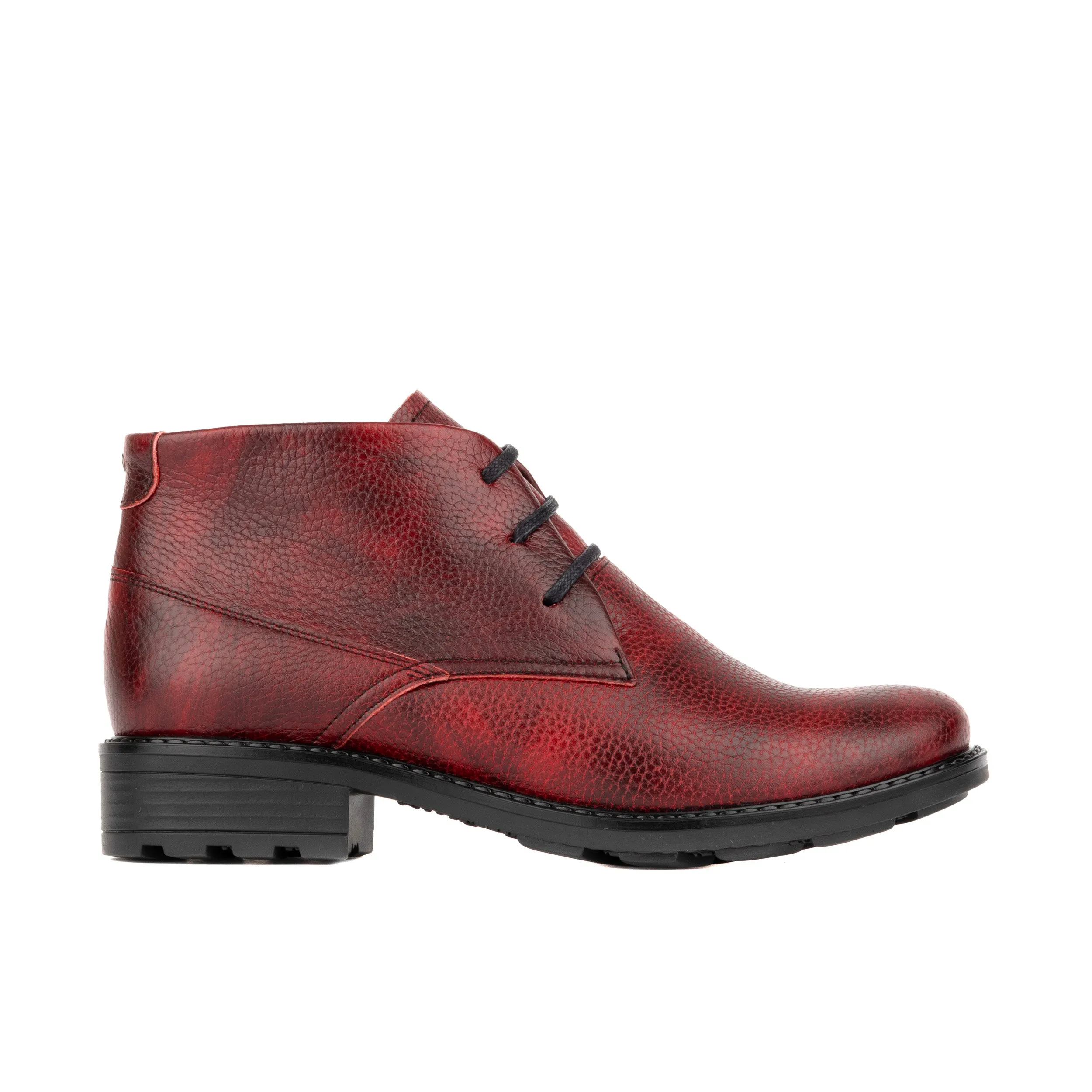 LAVIVA RED- Women's wide fitted red leather ankle boot with wool inside