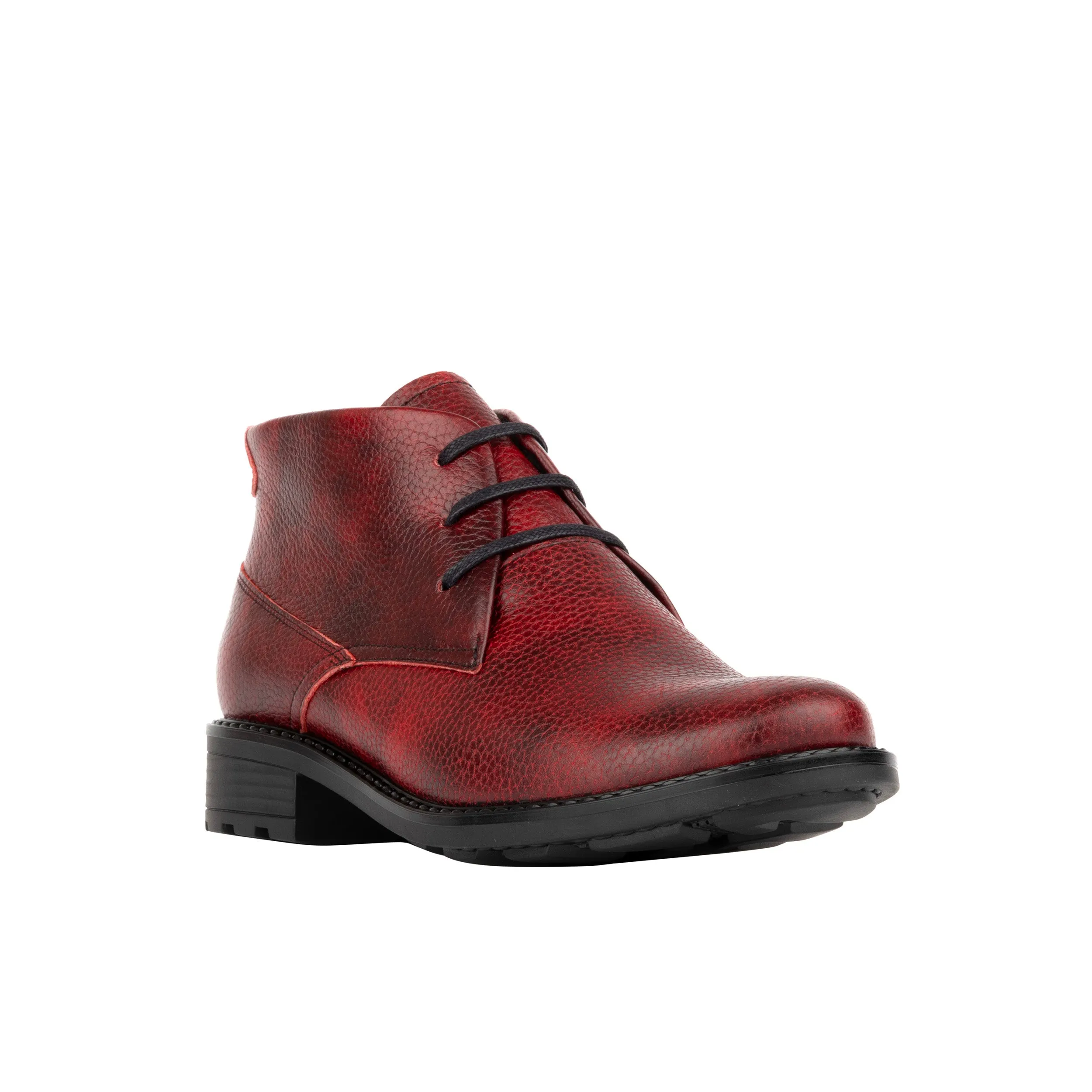 LAVIVA RED- Women's wide fitted red leather ankle boot with wool inside