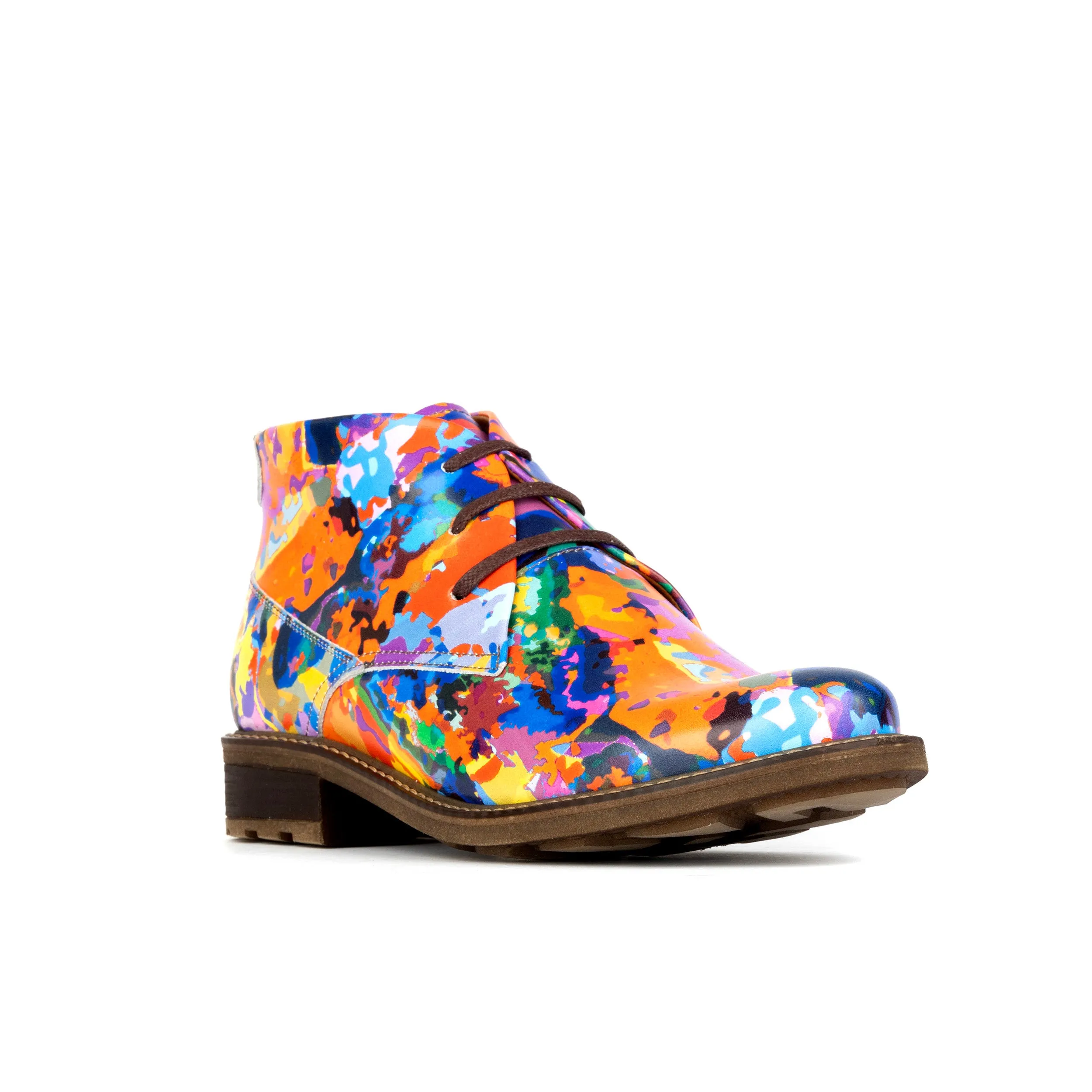 LAVIVA SUMMER MULTI - Women's round toe wide fitted colourful leather ankle boot