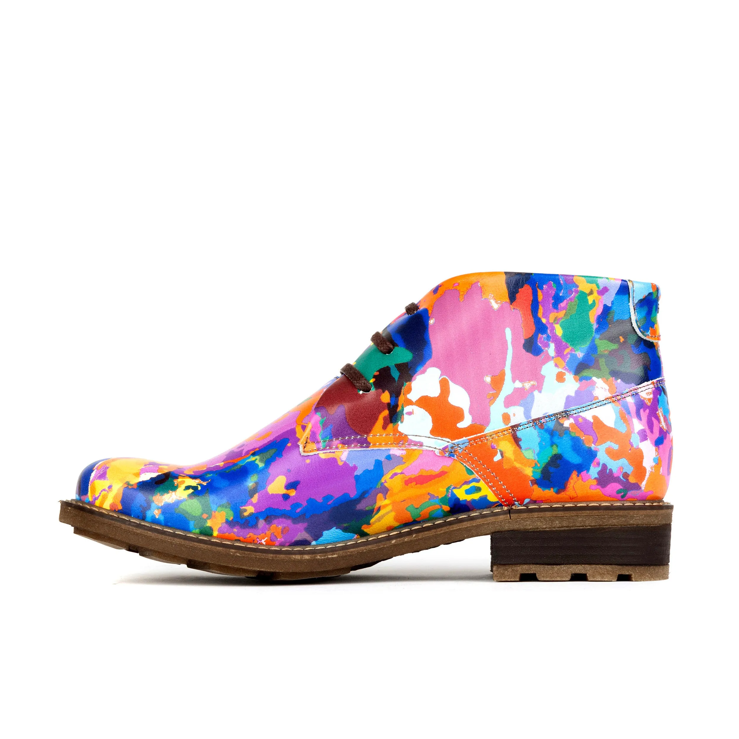 LAVIVA SUMMER MULTI - Women's round toe wide fitted colourful leather ankle boot