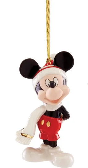 Lenox Disney Showcase Mickey Mouse Winter Ornament Christmas Ornament, Red