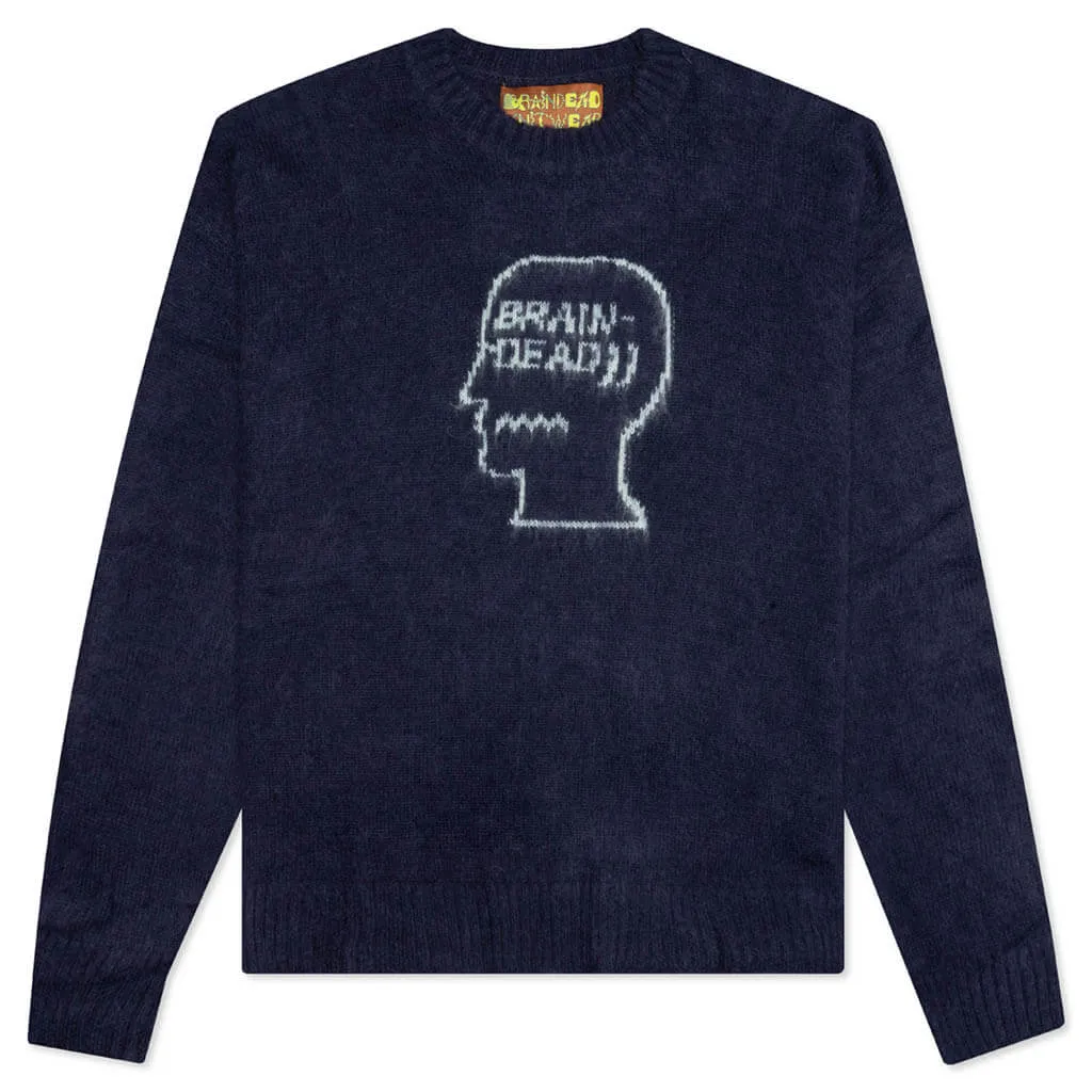 Logohead Pile Crewneck Sweater - Navy