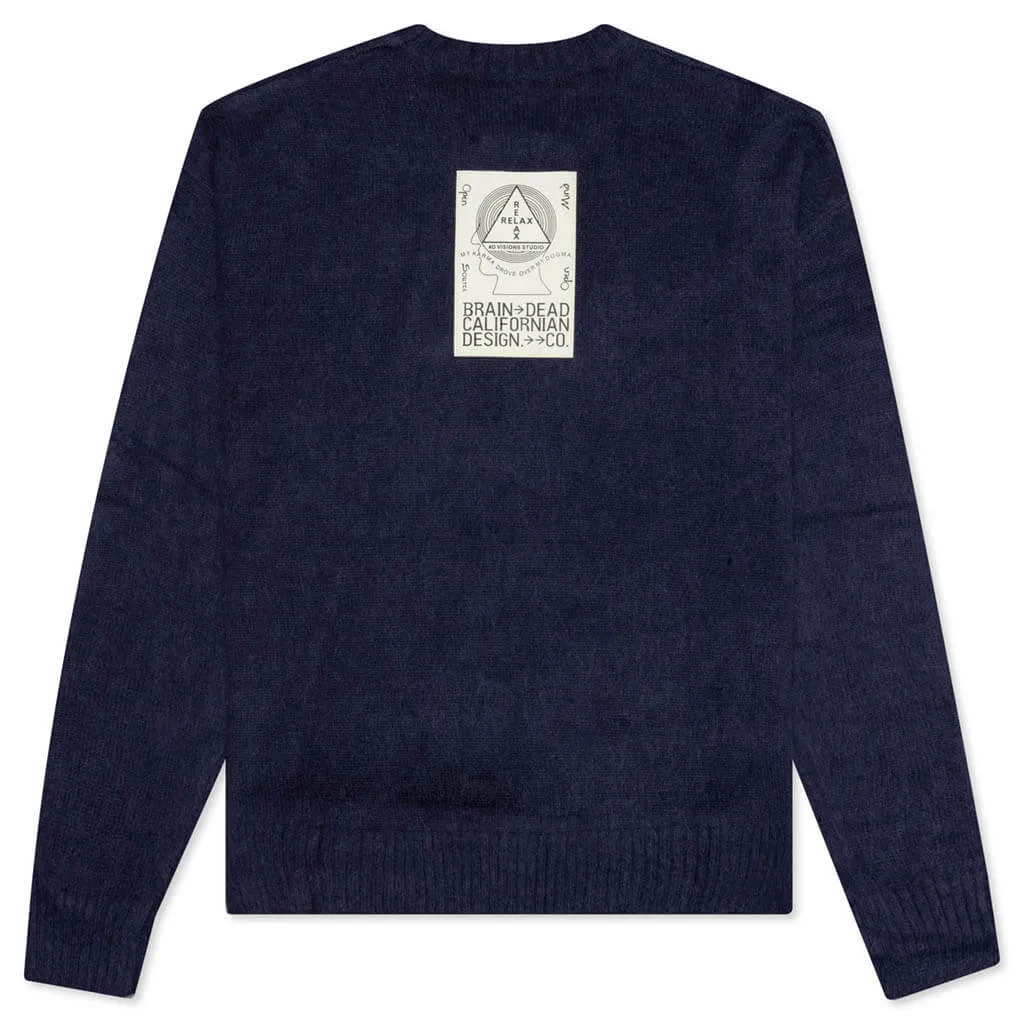 Logohead Pile Crewneck Sweater - Navy