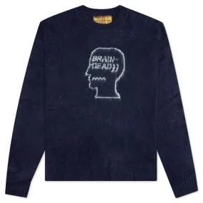 Logohead Pile Crewneck Sweater - Navy