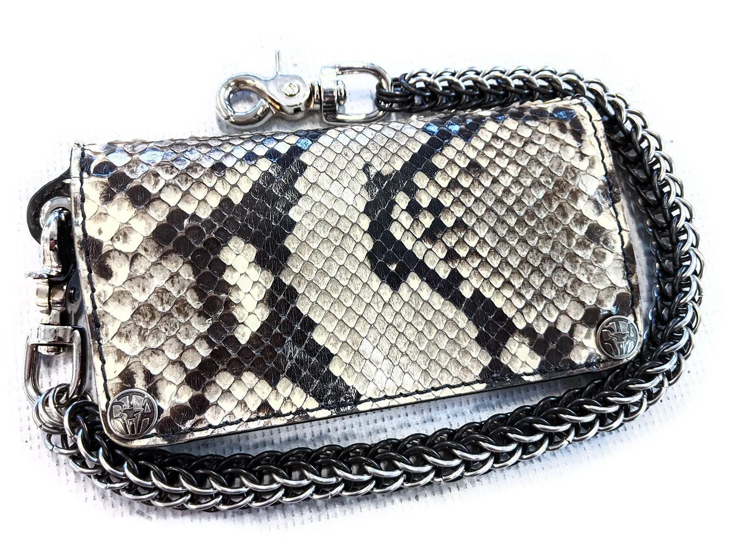 Long Biker Chain Wallet - White Python