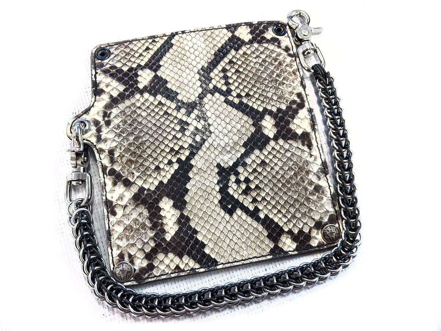 Long Biker Chain Wallet - White Python