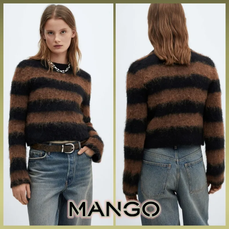 MANGO  |Faux fur knit sweater