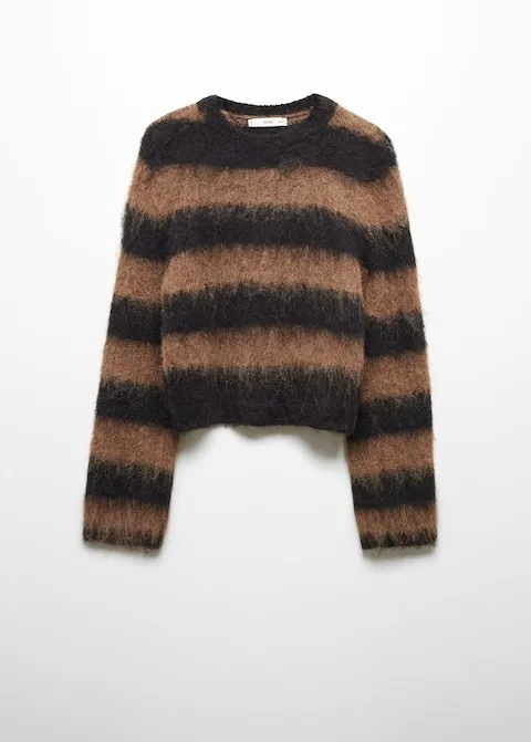 MANGO  |Faux fur knit sweater