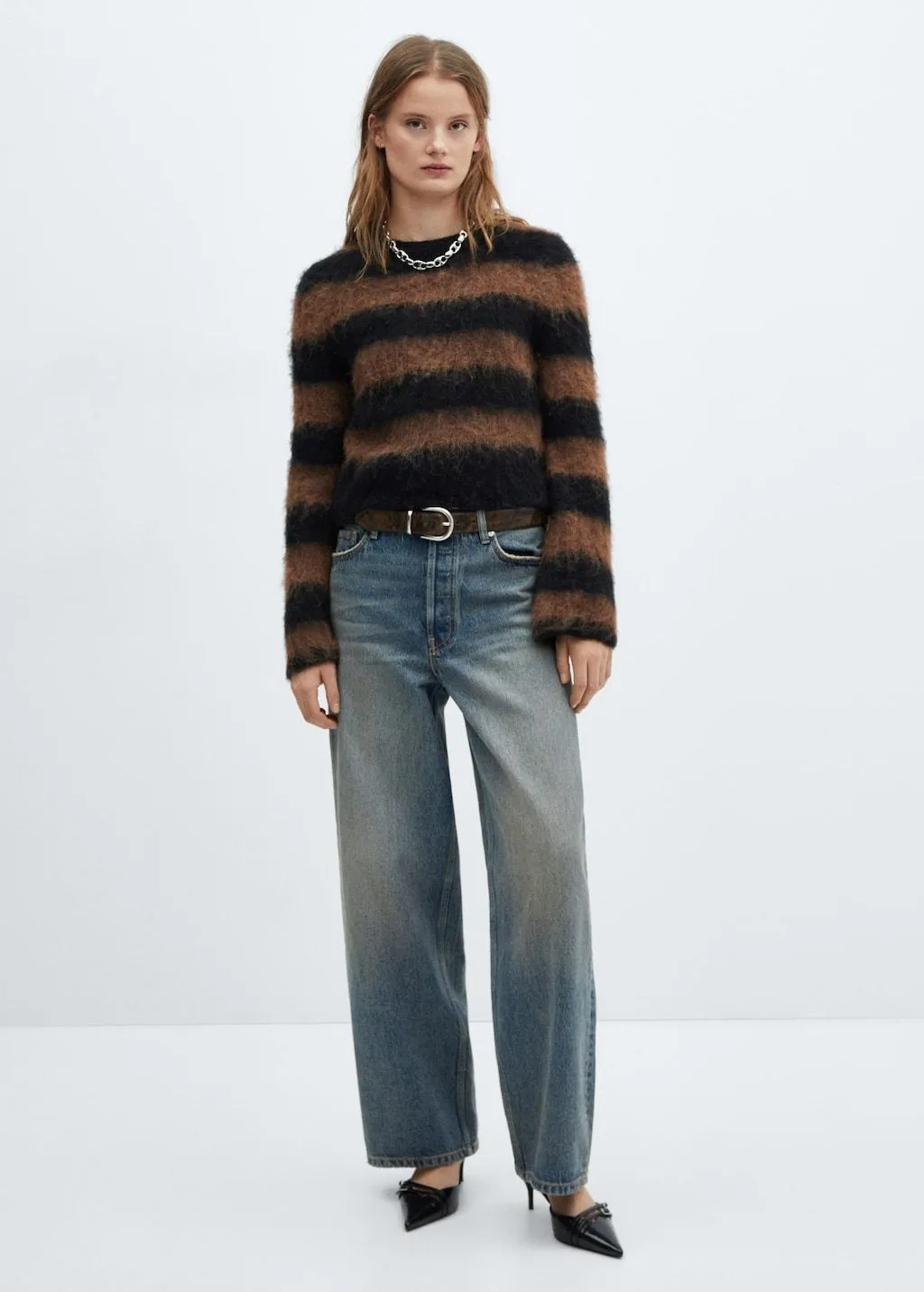 MANGO  |Faux fur knit sweater