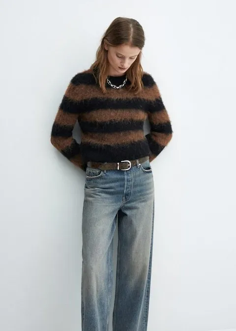 MANGO  |Faux fur knit sweater