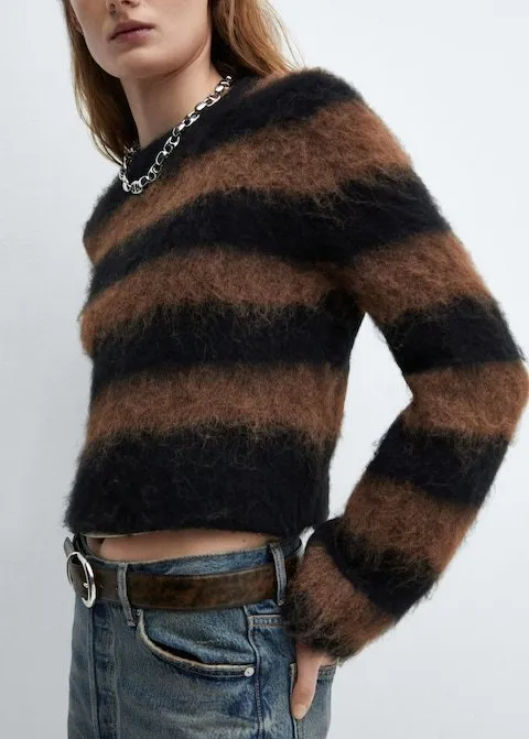 MANGO  |Faux fur knit sweater