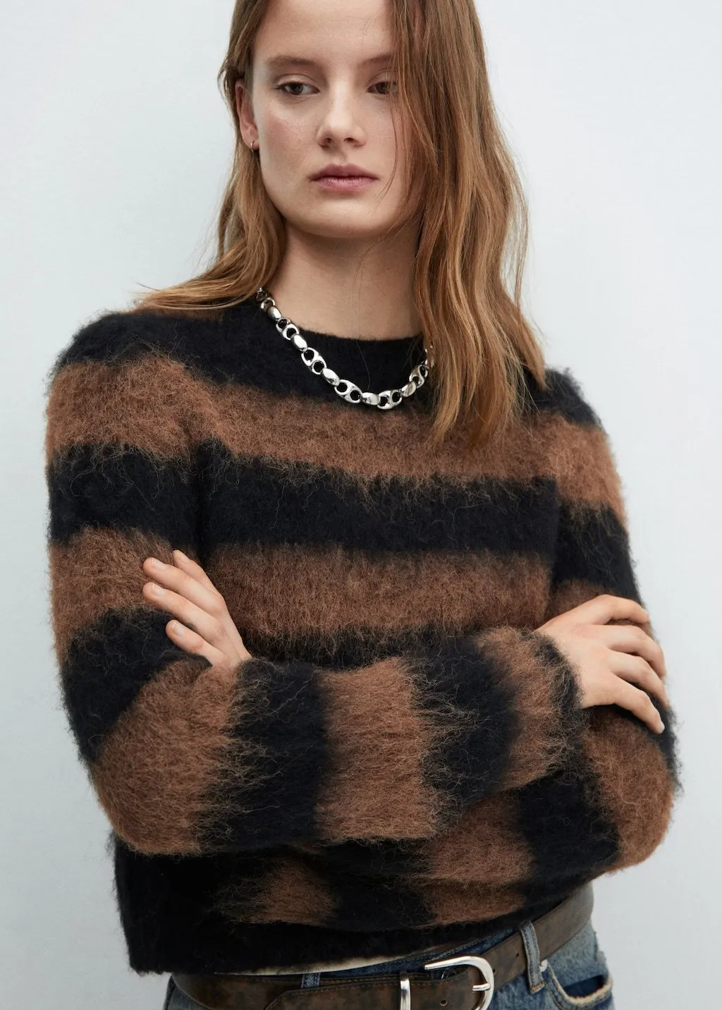 MANGO  |Faux fur knit sweater