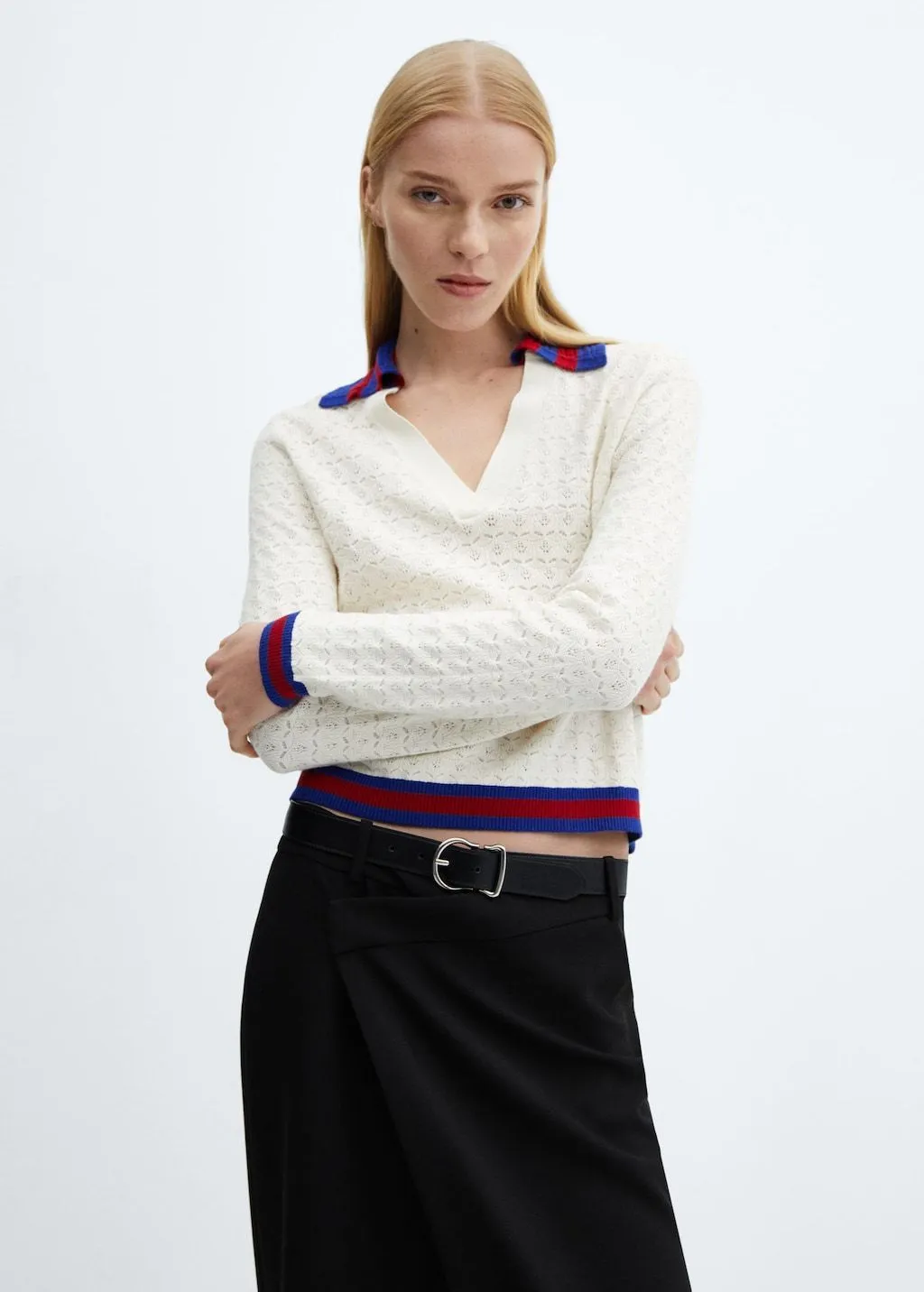 MANGO  |Knitted polo neck sweater