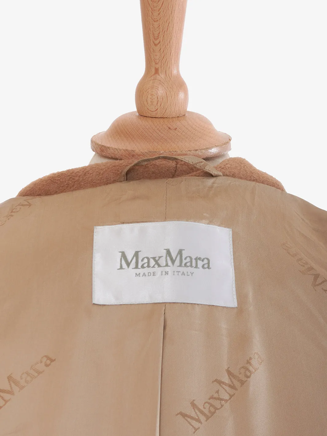 Max Mara camel-colored fringed coat