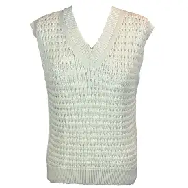 Max Mara Ecru Cotton Knit  Sleeveless Sweater M