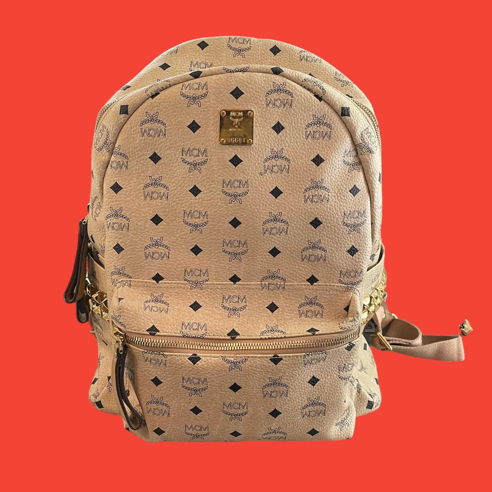 MCM Visetos Backpack Beige