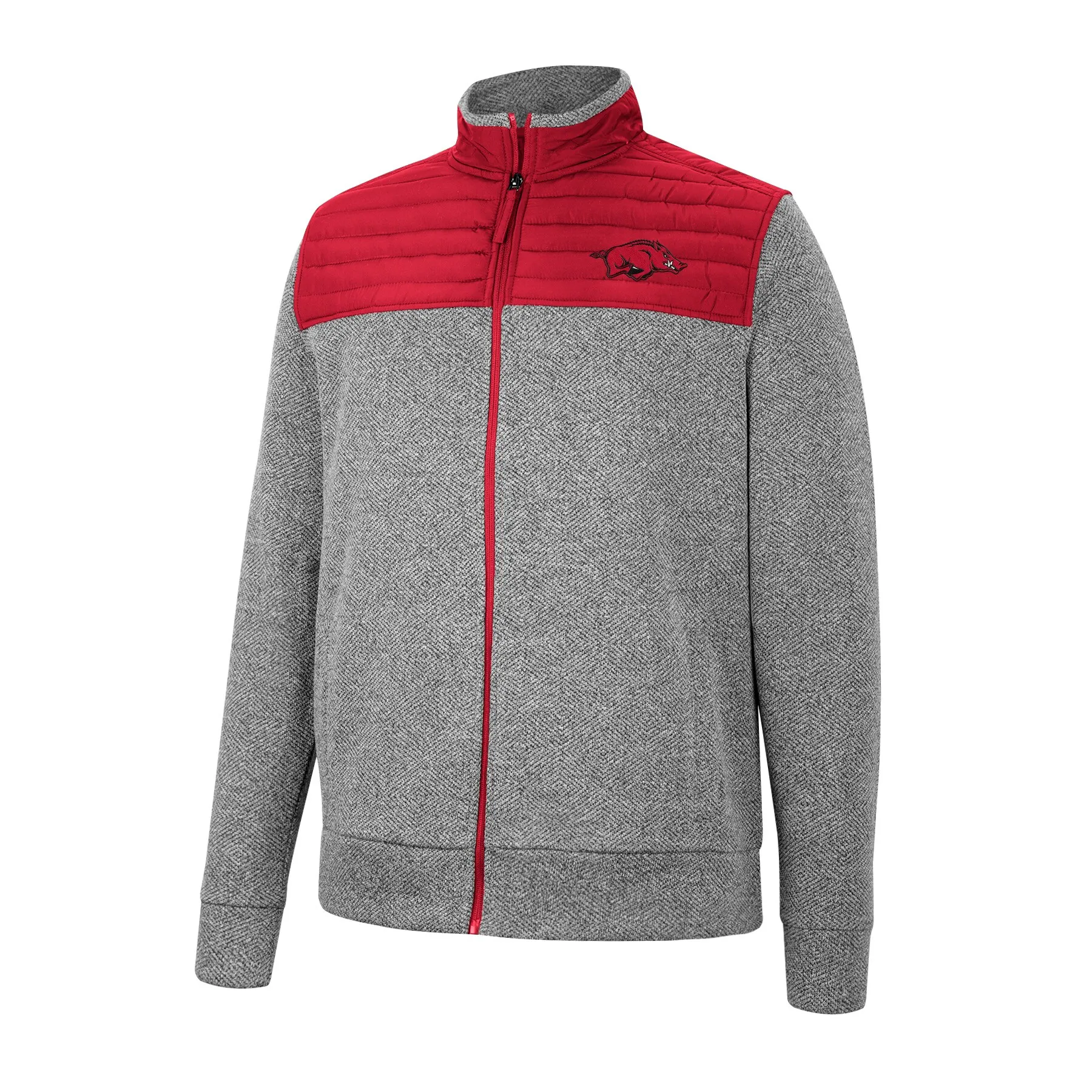 Men's Colosseum Gray/Cardinal Arkansas Razorbacks Putter Herringbone Full-Zip Jacket