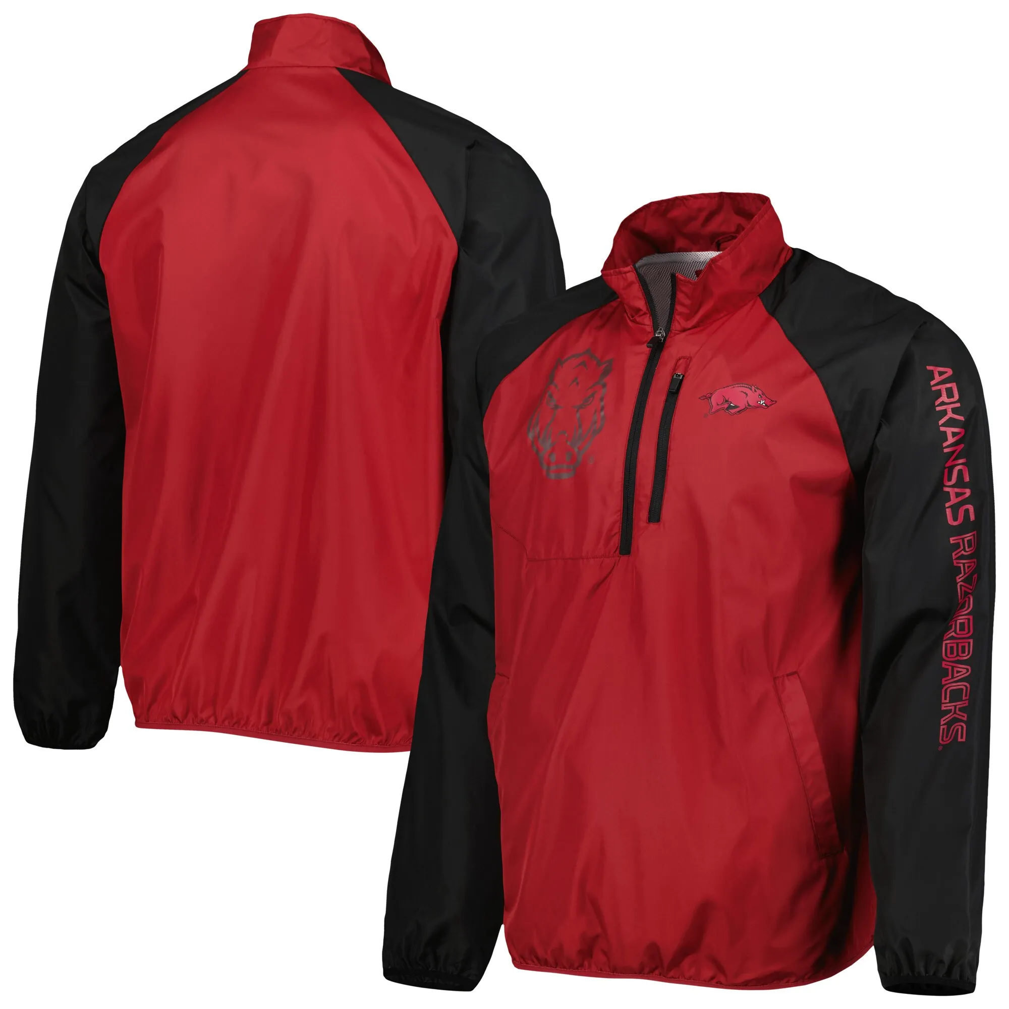 Men's G-III Sports by Carl Banks Cardinal/Black Arkansas Razorbacks Point Guard Raglan Half-Zip Jacket