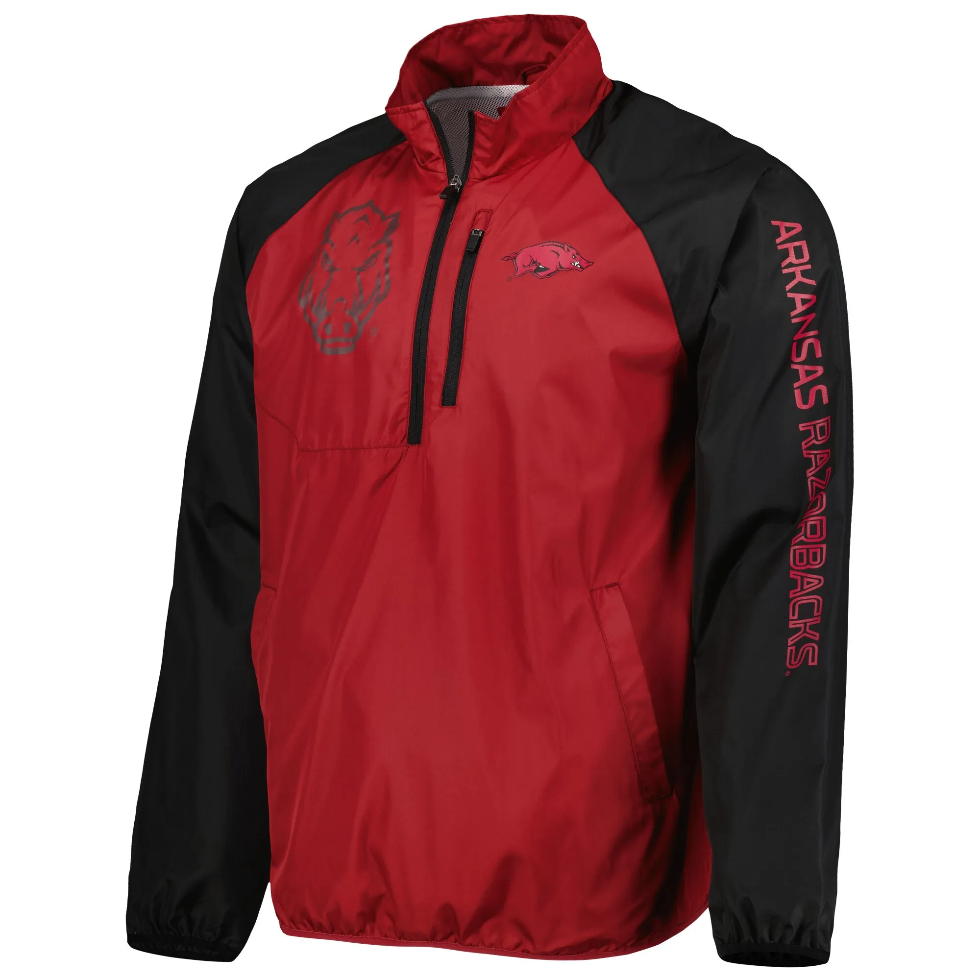 Men's G-III Sports by Carl Banks Cardinal/Black Arkansas Razorbacks Point Guard Raglan Half-Zip Jacket