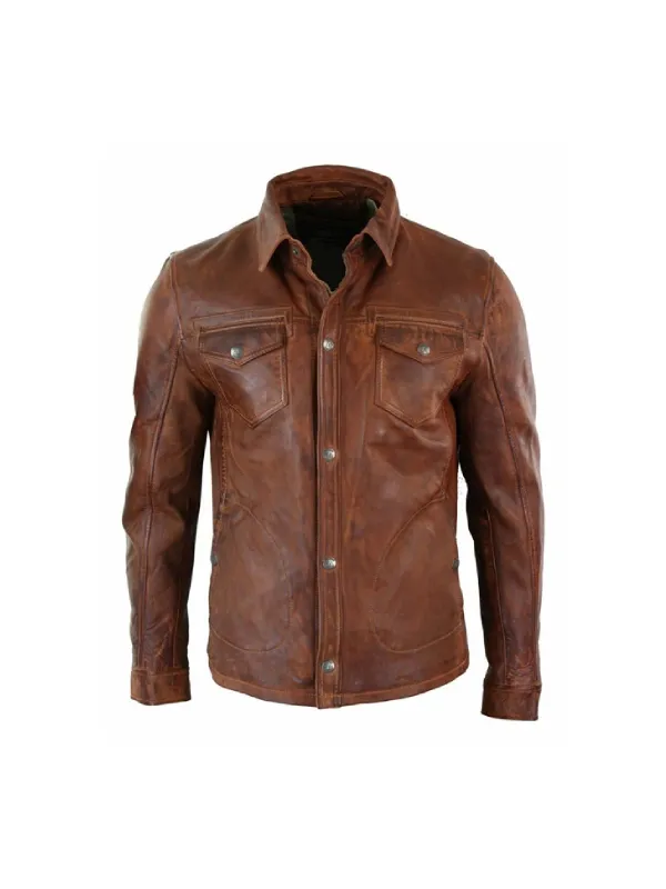 Men’s Retro Brown Shirt Style Jacket