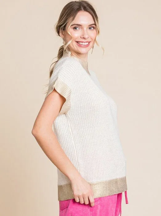 Metallic Point Print Knit Sweater