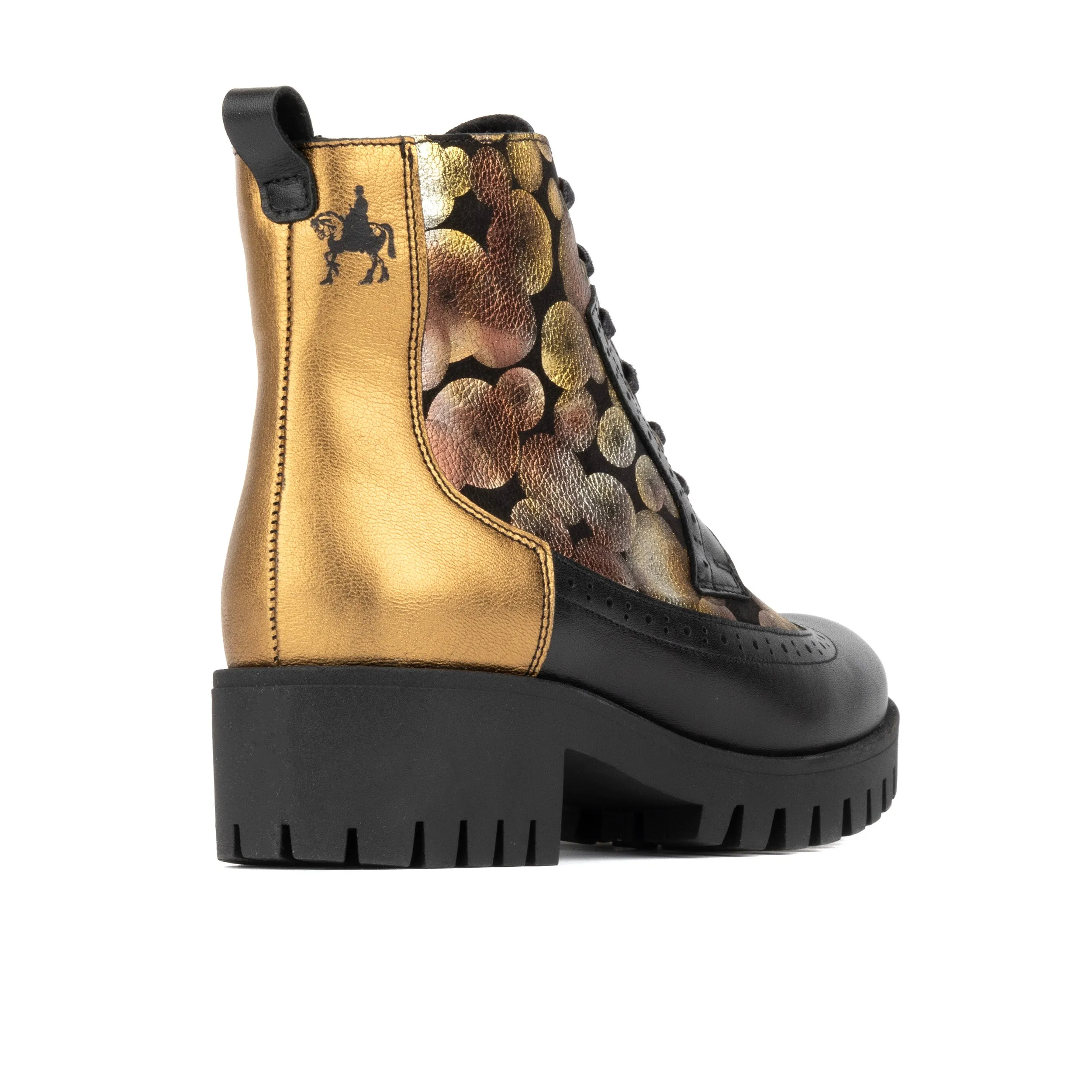 MILLINER PLATFORM GOLD - Women's leather chunky platform ankle boot with wool lining