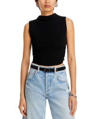 Mock Neck Cropped Sweater Top