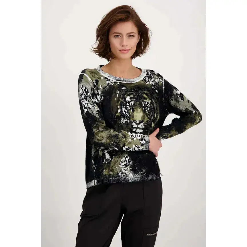 MONARI TIGER AND FLOWER SWEATER