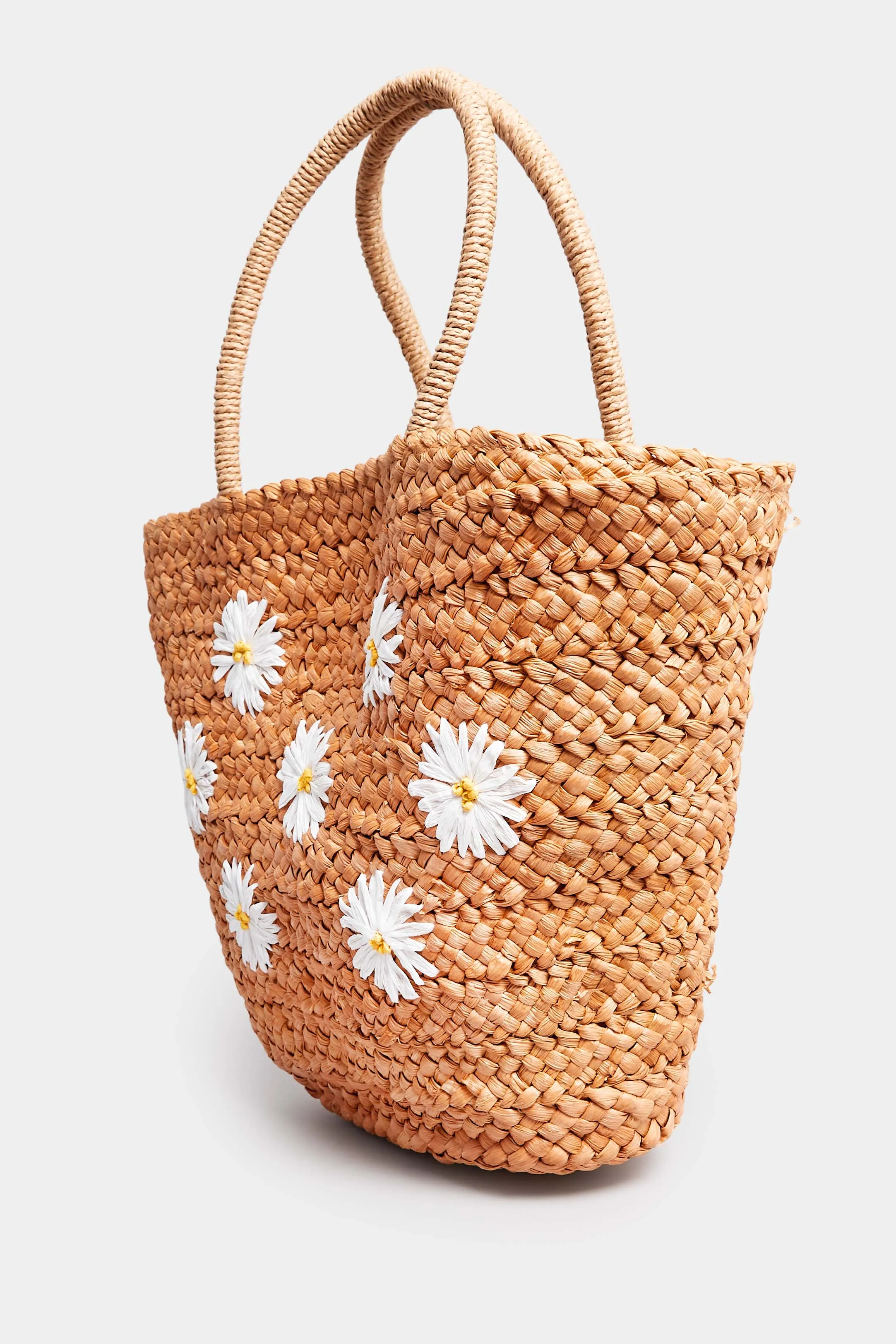 Natural Brown Daisy Straw Bag