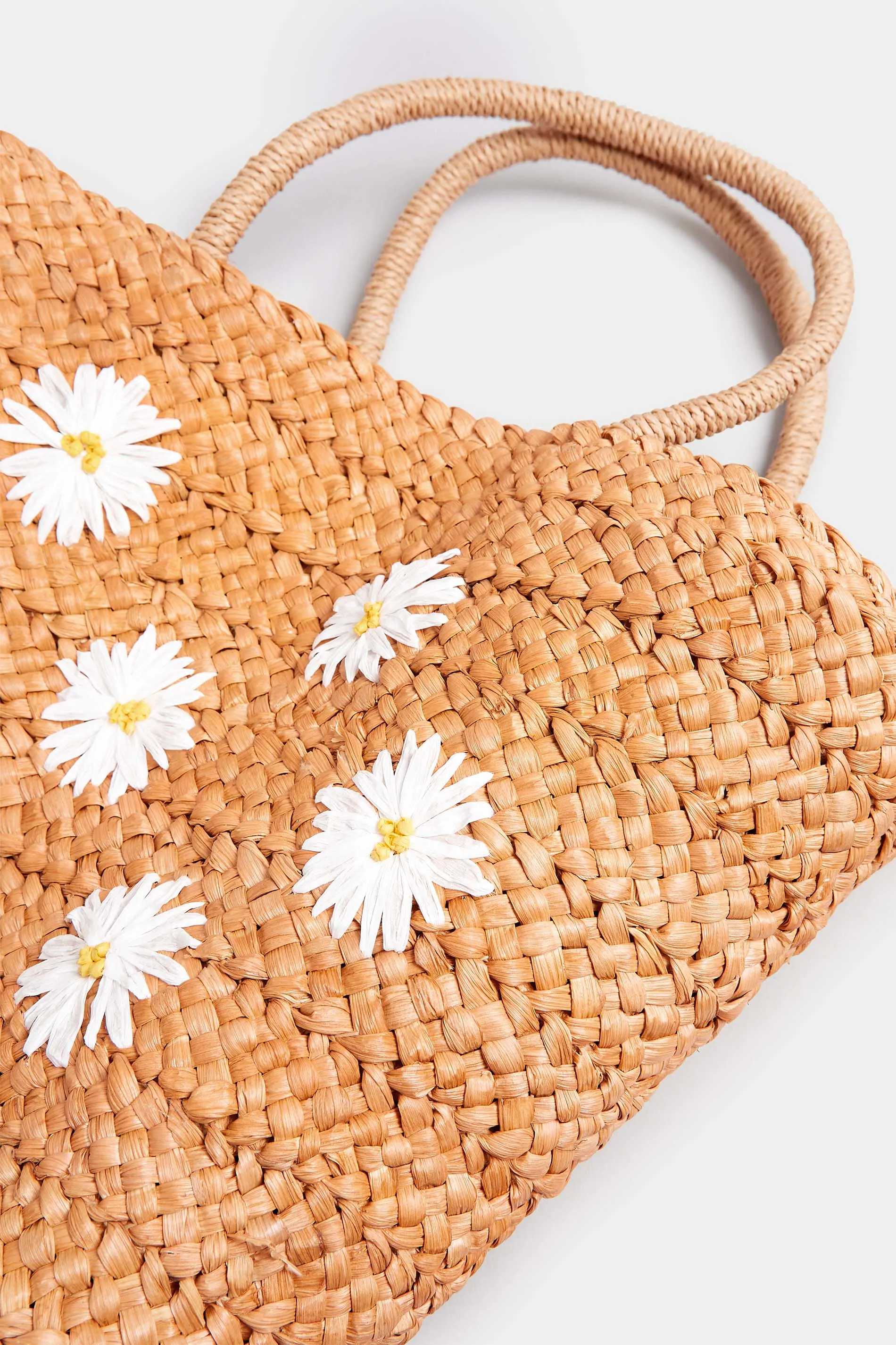 Natural Brown Daisy Straw Bag